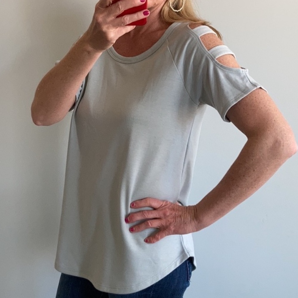 Seafoam Color, Cold Shoulder Top - Picture 5 of 6